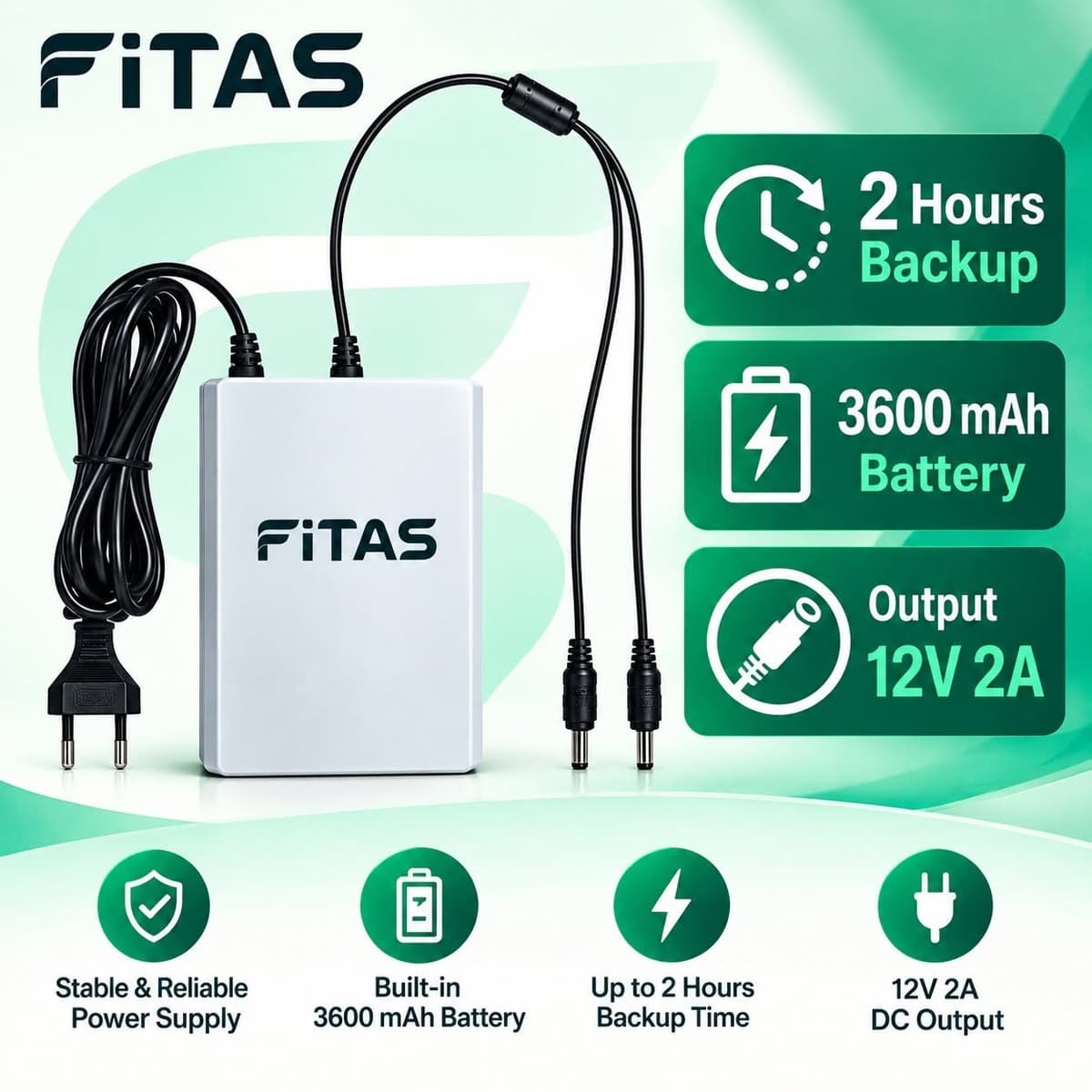 FiTAS TM36 DC Mini UPS 12V 2A Dual Output