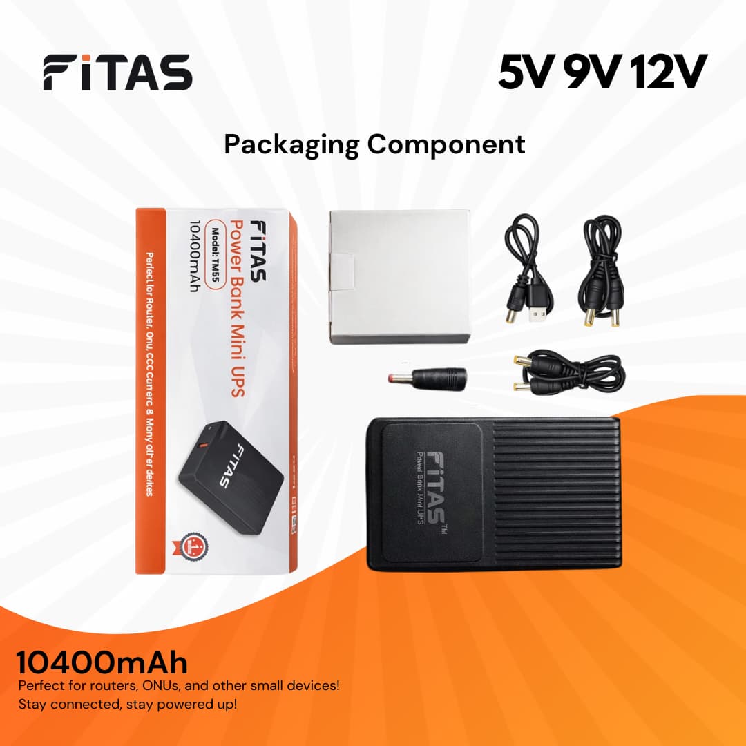 FiTAS TM55 DC Mini UPS 5V 9V 12V Output With Charger