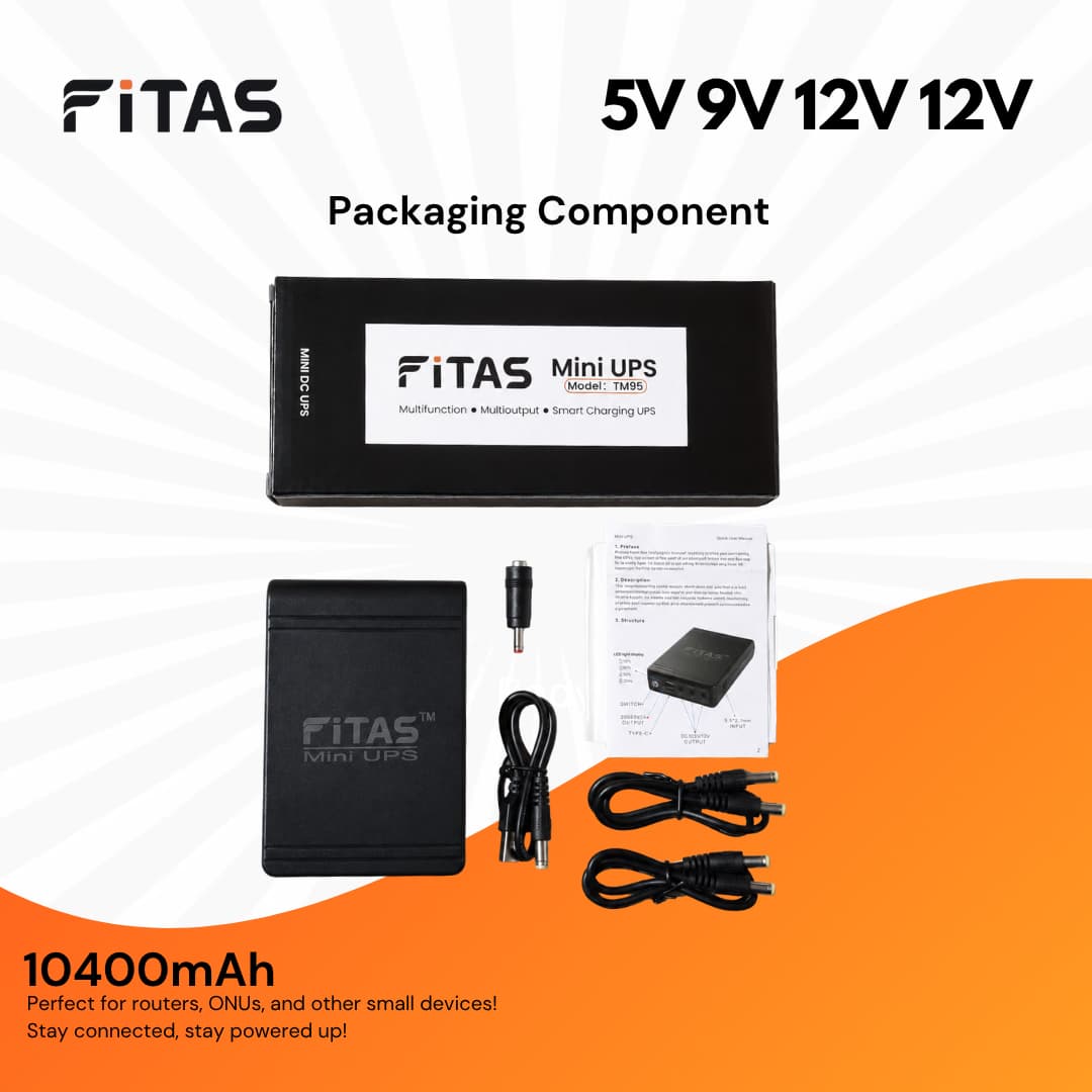 FiTAS TM95 DC Mini UPS 5V 9V 12V 12V With TYPE-C Fast Charging
